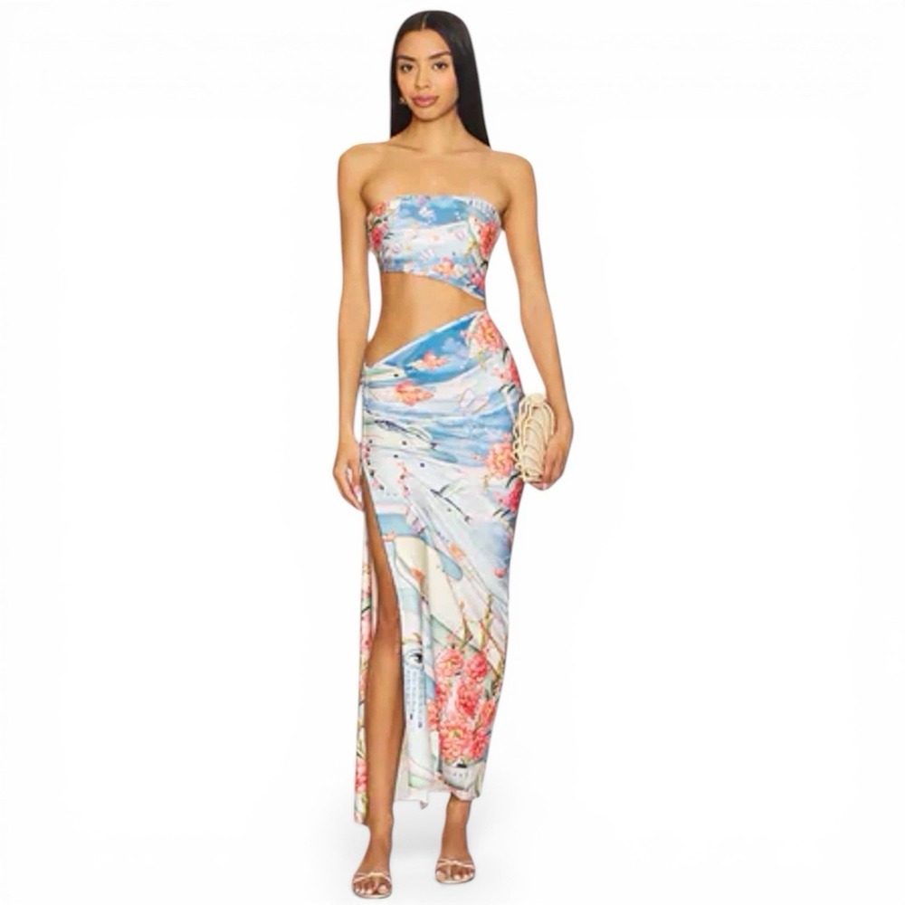 Agua Bendita Strapless Cutout Maxi‎ Dress Large